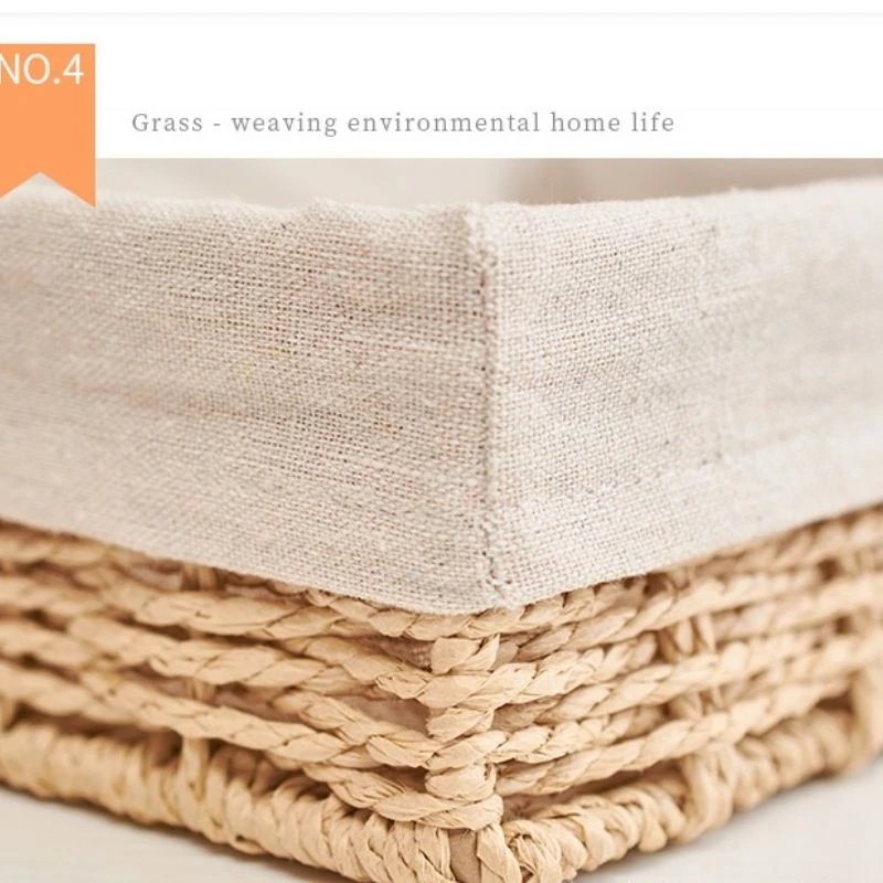 Woven Storage Baskets Metal and Rattan Organizer Storage Boxes with Cotton Lining Clothes Organizer Basket Bedroom Accessories