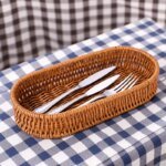1pc Imitation Rattan Bread Basket Knife Fork Storage Box Fruit Vegetable Display Tray for Breakfast Food Dried Tray Woven Basket - Image 2