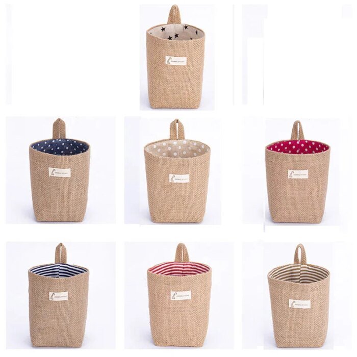 3pcs Jute Linen Basket Storage Organizer Jute Basket For Hanging Plant Basket Toy Storage Basket Hanging Pocket home decoration - Image 5