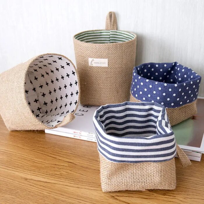 3pcs Jute Linen Basket Storage Organizer Jute Basket For Hanging Plant Basket Toy Storage Basket Hanging Pocket home decoration - Image 3