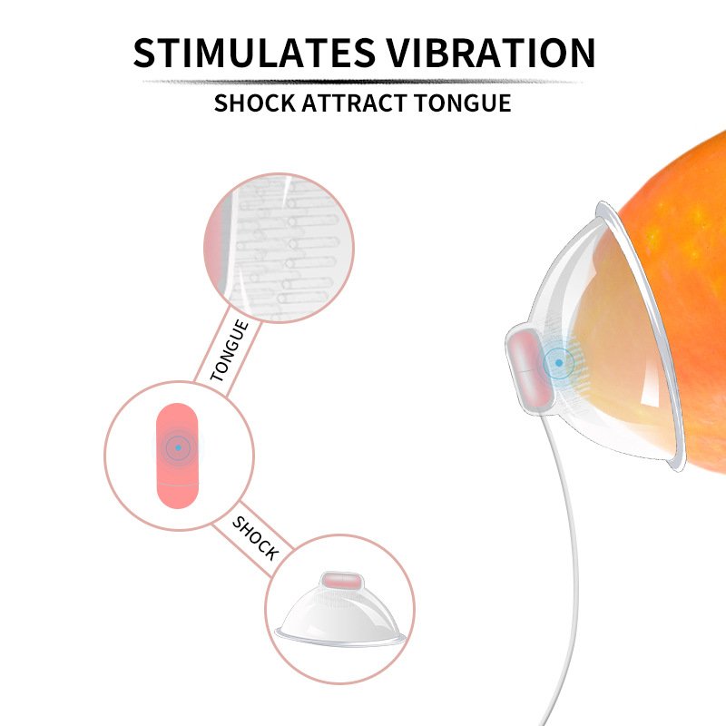 Three head suction vibrating nipple breast augmentation device breast pump female tongue licking massage masturbator
