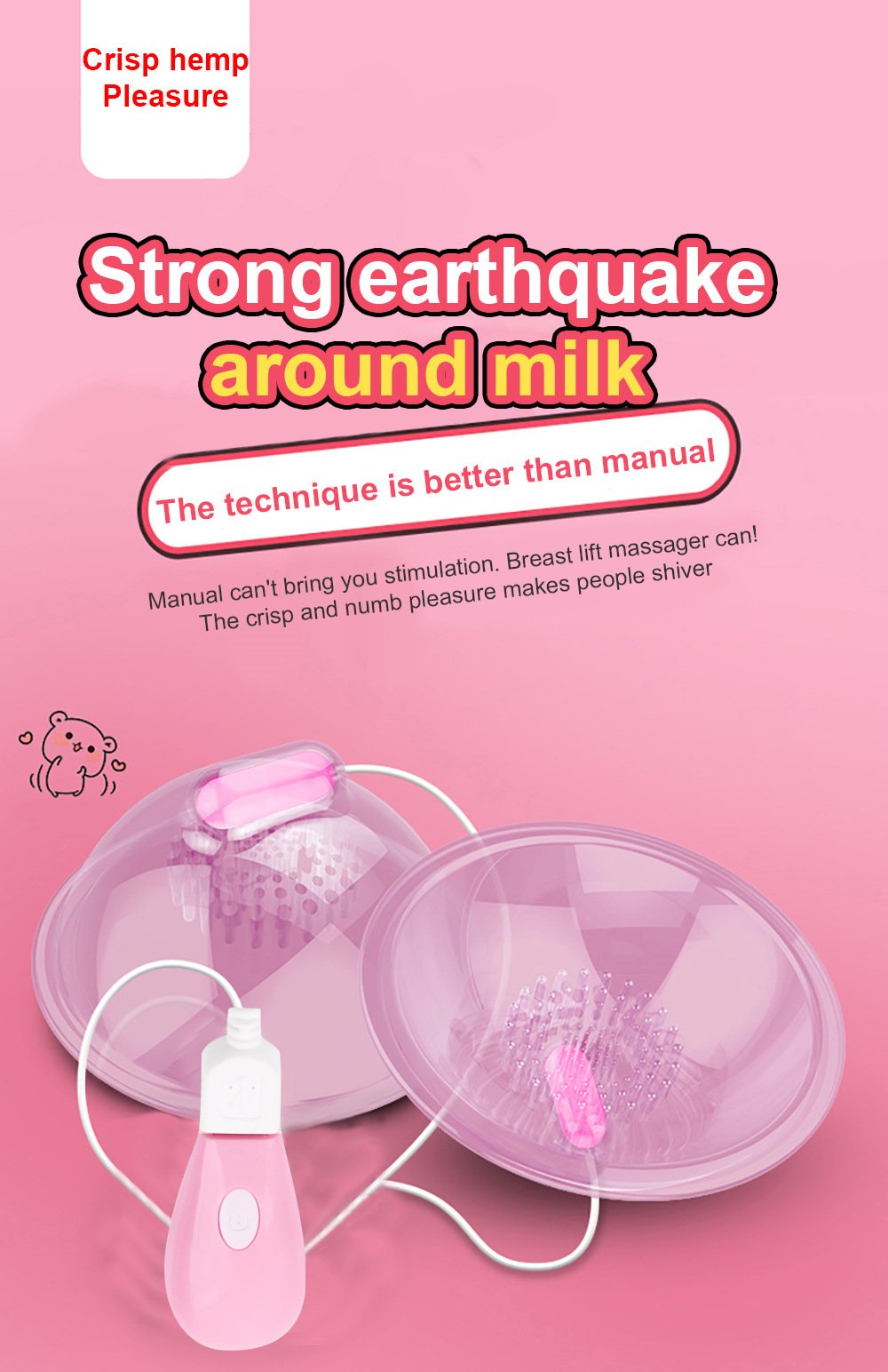 Three head suction vibrating nipple breast augmentation device breast pump female tongue licking massage masturbator
