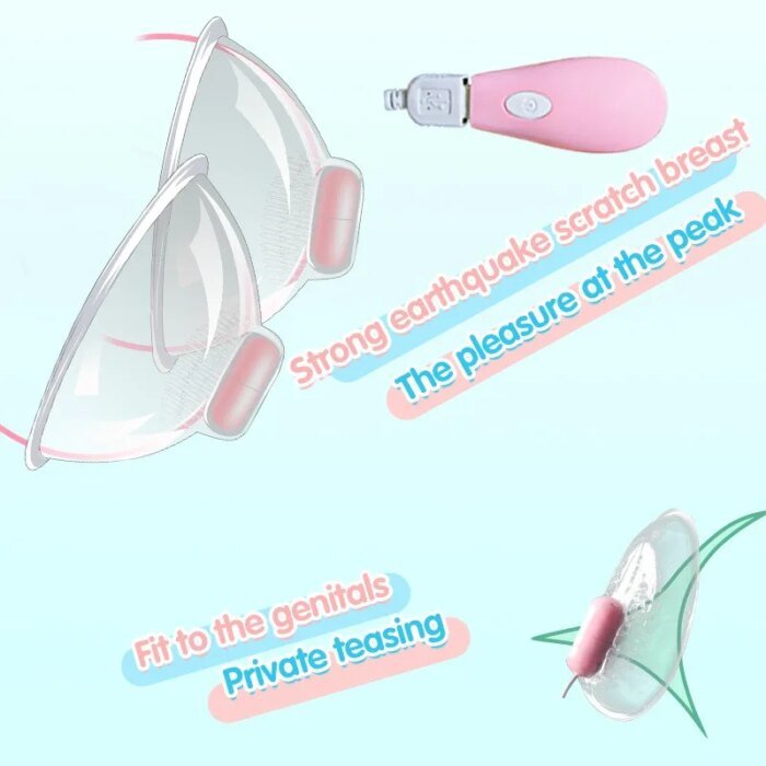 Three head suction vibrating nipple breast augmentation device breast pump female tongue licking massage masturbator - Image 4