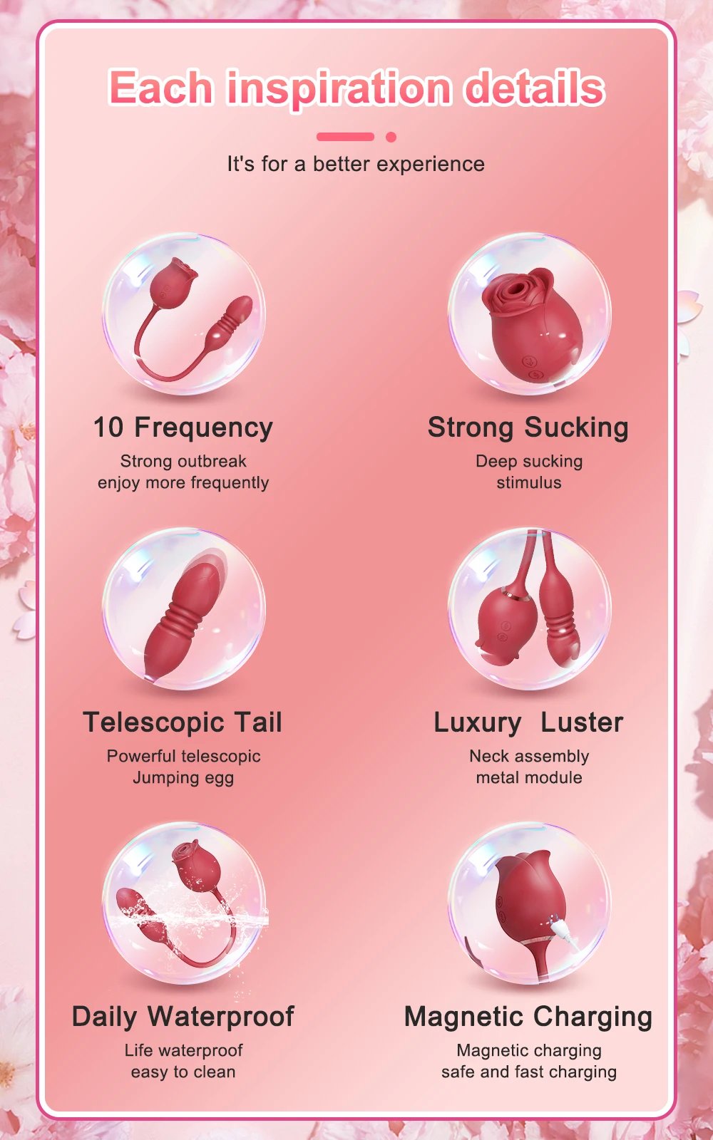 Rose Sucking Sex Toys Dildo Vibrator for Women 3in1 Thrusting G Spot Anal Vibrators Stimulator Female Vibrating Egg Adult Toys