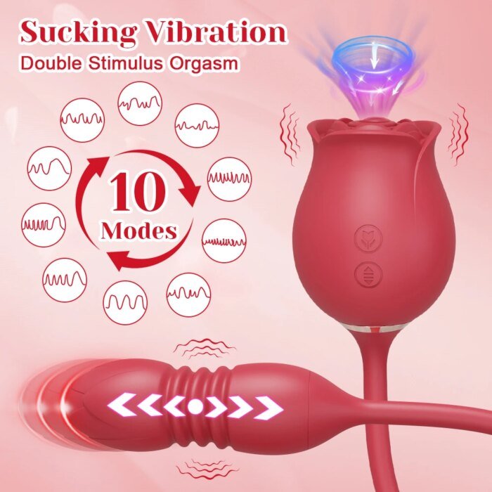 Rose Sucking Sex Toys Dildo Vibrator for Women 3in1 Thrusting G Spot Anal Vibrators Stimulator Female Vibrating Egg Adult Toys - Image 2