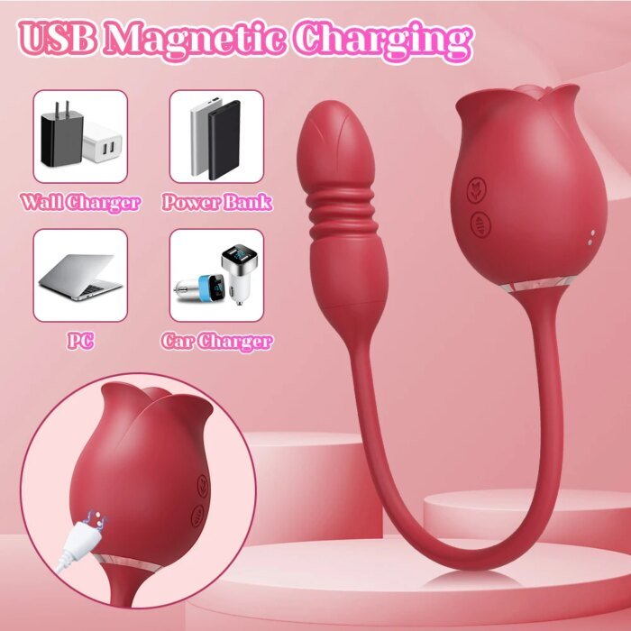 Rose Sucking Sex Toys Dildo Vibrator for Women 3in1 Thrusting G Spot Anal Vibrators Stimulator Female Vibrating Egg Adult Toys - Image 6
