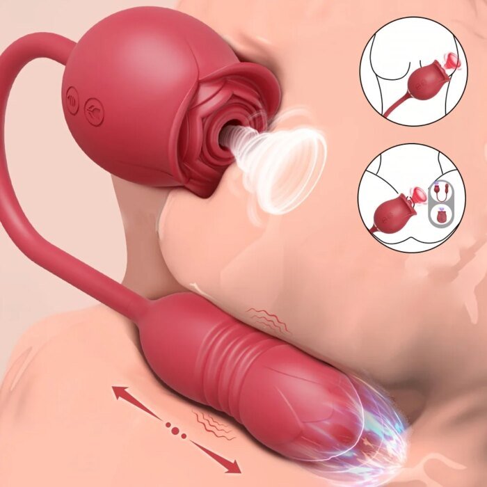 Rose Sucking Sex Toys Dildo Vibrator for Women 3in1 Thrusting G Spot Anal Vibrators Stimulator Female Vibrating Egg Adult Toys - Image 1