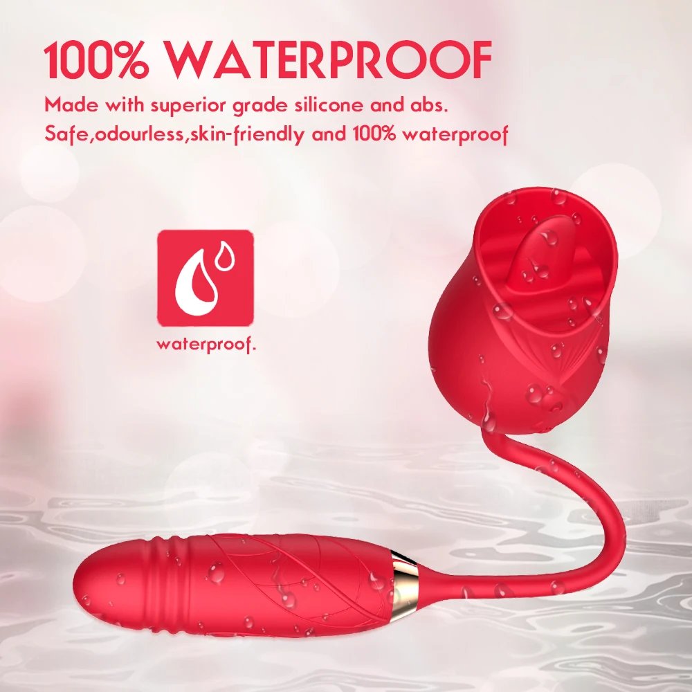 2-in-1 female masturbation rose sex toy Clit Clintoris G-point thrust Dildo oral sex vibrator G-point stimulation licking erotic