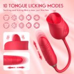2-in-1 female masturbation rose sex toy Clit Clintoris G-point thrust Dildo oral sex vibrator G-point stimulation licking erotic