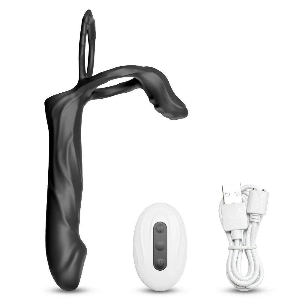 Anal Vibrator Dildo Double Penetration Butt Plug Vibrator For Men Strap On Cock Ring Vibrating Penis Vagina Sex Toy For Couples