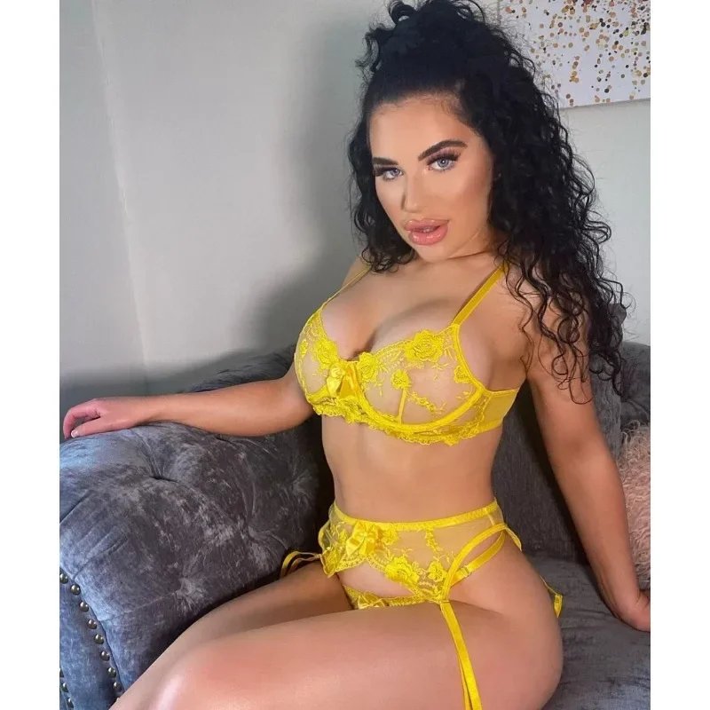 Tornova 3 Piece Set Sexy Lingerie Lace Embroidered Eyelashes Perspective Underwired Push-up Bra See-through Women's Underwear