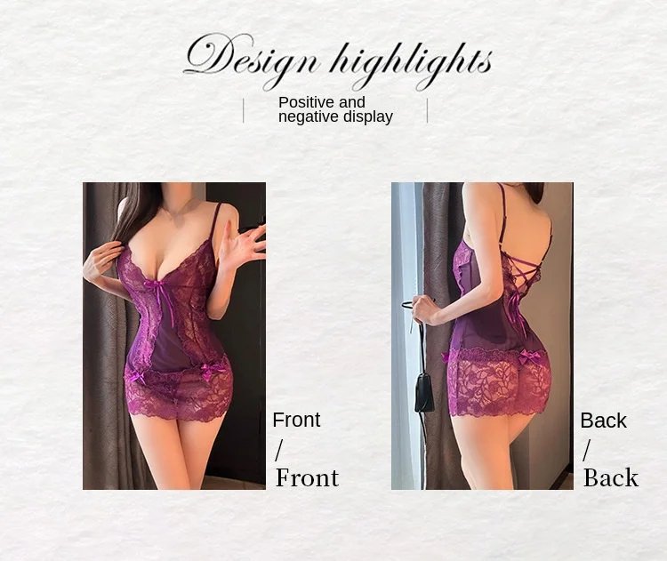Sexy Sheer Lace Chemise Nightgown Front Open Design Role Play S-XXL Valentines Wedding Nightwear for Women Sexy Sheer Lace Chemise Nightgown Front Open Design Role Play S-XXL Valentines Wedding Nightwear for Women