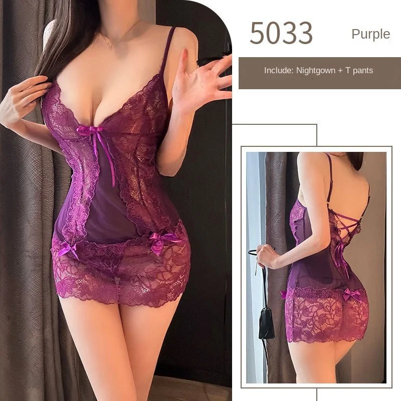 Sexy Sheer Lace Chemise Nightgown Front Open Design Role Play S-XXL Valentines Wedding Nightwear for Women Sexy Sheer Lace Chemise Nightgown Front Open Design Role Play S-XXL Valentines Wedding Nightwear for Women