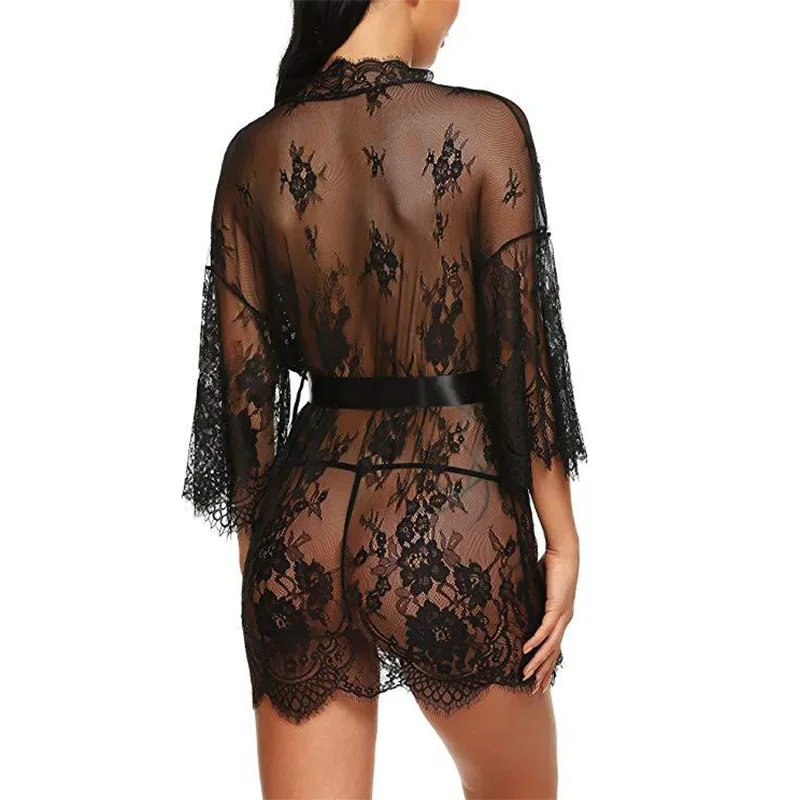 Women's Sexy Lace Nightdress Women's Bow Lingerie Pajamas Set Babydoll Costumes Erotic Hot Dresses Exotic Pajamas Sex Sleepwear