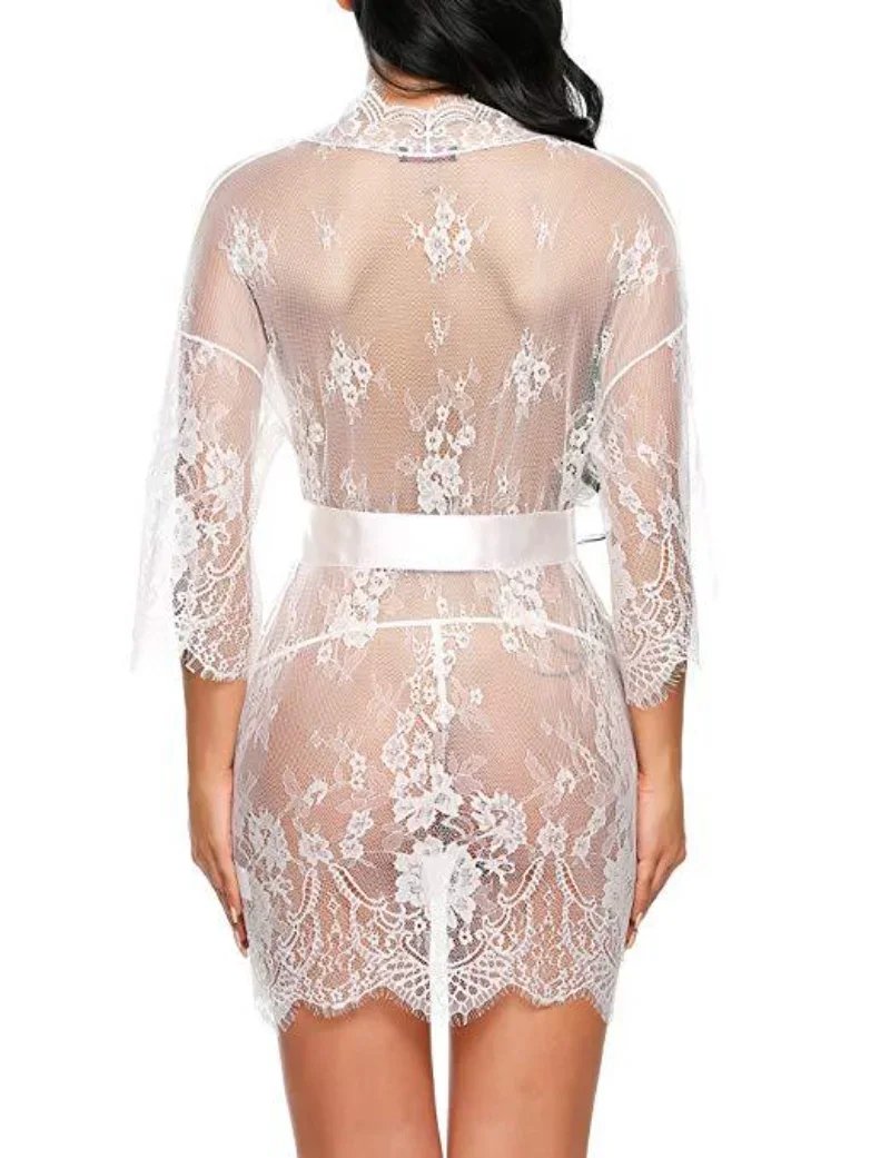 Women's Sexy Lace Nightdress Women's Bow Lingerie Pajamas Set Babydoll Costumes Erotic Hot Dresses Exotic Pajamas Sex Sleepwear