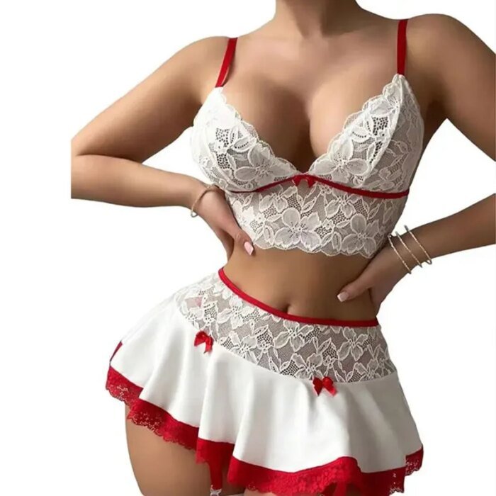 Hot Cosplay Uniform Open Bra Fantasy Miniskirt Nightwear Garter Bra Sets Sexy Costumes Women's Outfit Lingеrie Set Exotic - Image 5