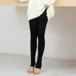 Autumn Winter Fleece Lined Pearl Velvet Over-the-Knee Leggings for Women Thickened Warm Tights for Cold Weather - Image 3
