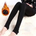 Autumn Winter Fleece Lined Pearl Velvet Over-the-Knee Leggings for Women Thickened Warm Tights for Cold Weather - Image 5