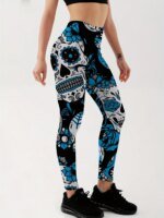 Qickitout Leggings Fitness Slim Women's colorful skull mas Legging Sexy Fashion Stretch Digital Print Pants Cool Trousers - Image 4