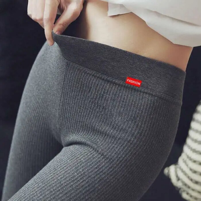 Ribbed Leggings For Women 2025 High Waist Autumn Winter Warm Legging Cotton Fashion Casual Threaded 2XL Black Pants Sexy Leggins - Image 1