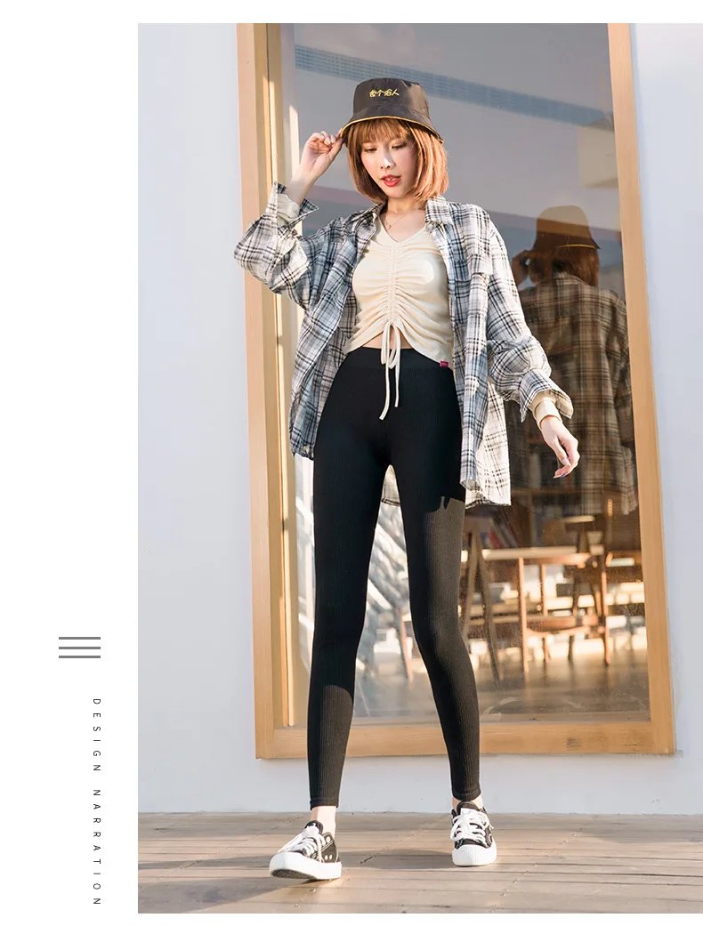 Ribbed Leggings For Women 2025 High Waist Autumn Winter Warm Legging Cotton Fashion Casual Threaded 2XL Black Pants Sexy Leggins