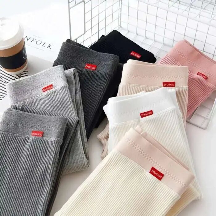 Ribbed Leggings For Women 2025 High Waist Autumn Winter Warm Legging Cotton Fashion Casual Threaded 2XL Black Pants Sexy Leggins - Image 2