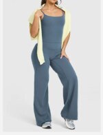 Casual sports fitness straight-leg pants for women soft breathable without awkward leggings ties yoga wide-leg sports pants - Image 4