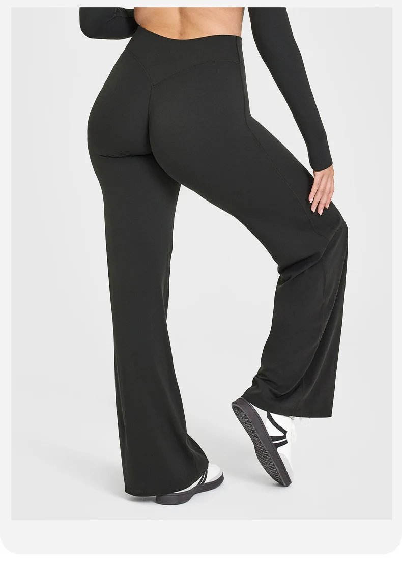 Casual sports fitness straight-leg pants for women soft breathable without awkward leggings ties yoga wide-leg sports pants