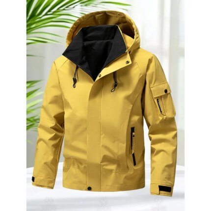 Softshell Jackets for Men Waterproof Zip Up Hooded Jacket Outerwear Coats with Zipper Pockets Hiking Camping Clothes Men 2025