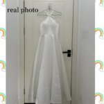 Newest A-line Wedding Dress Elegant Floor-length Sleeveless Party Dress Sweet Bow Halter Simple Stain Bridal Dresses Customized - Image 6