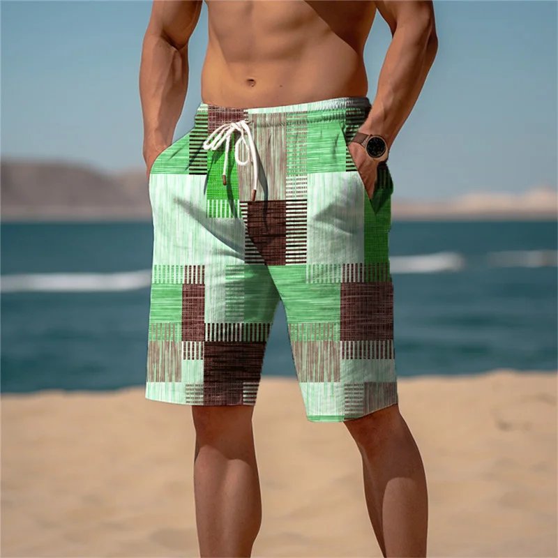 614822-5bdyhd.jpg Men's Sweat Shorts Beach Shorts Terry Shorts Drawstring Elastic Waist 3D Print Graphic Plaid Stripe Breathable Soft Short Daily - Image 2
