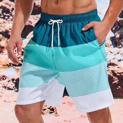 Sea Beach Casual Classic Stripe Beach Shorts For Men Loose Breathable Quick Dry Sport Board Short Summer Fashion New Short Pant