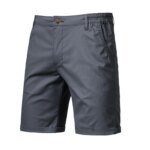 2024 New Summer 100% Cotton Shorts Men Solid Color Elastic Waist Short Pants High Quality Casual Business Social Men's Shorts - Image 4