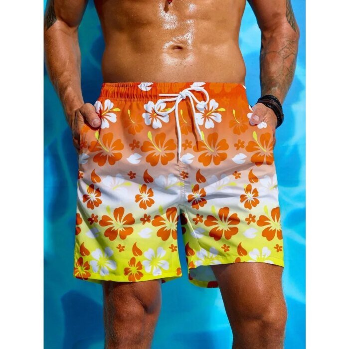 Men's High-Tech 3D Printed Aloha Shorts - Realistic Jungle Foliage & Exotic Hibiscus Designs for Poolside & Streetwear - Image 2