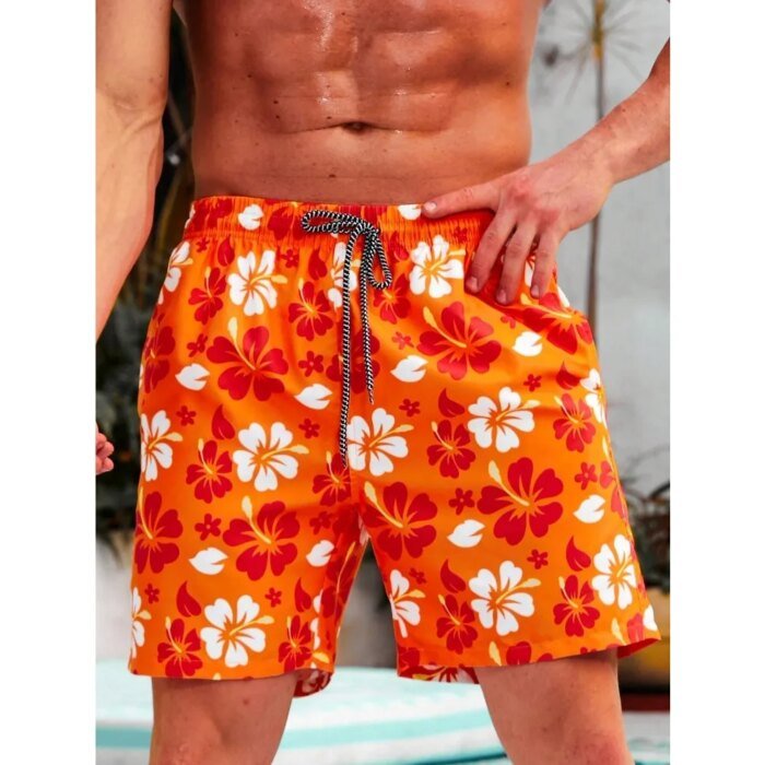 Men's High-Tech 3D Printed Aloha Shorts - Realistic Jungle Foliage & Exotic Hibiscus Designs for Poolside & Streetwear - Image 3