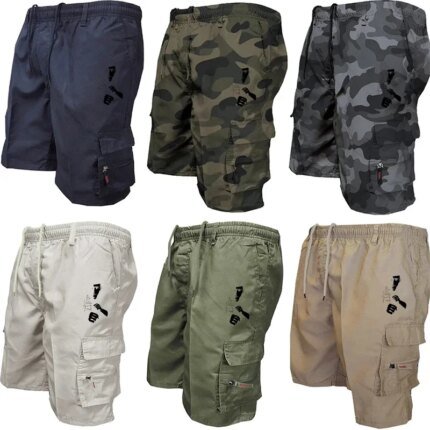 Summer Cargo Shorts Men Loose Multi Pocket Solid Color Casual Short Pants Male Outdoor Work Tactical Trousers Hot Item Fabric