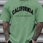 3D California Letter Print Men's Loose T-shirt Urban Street Men's Fashion Short-sleeved Top Summer Daily Casual Men's T-shirt