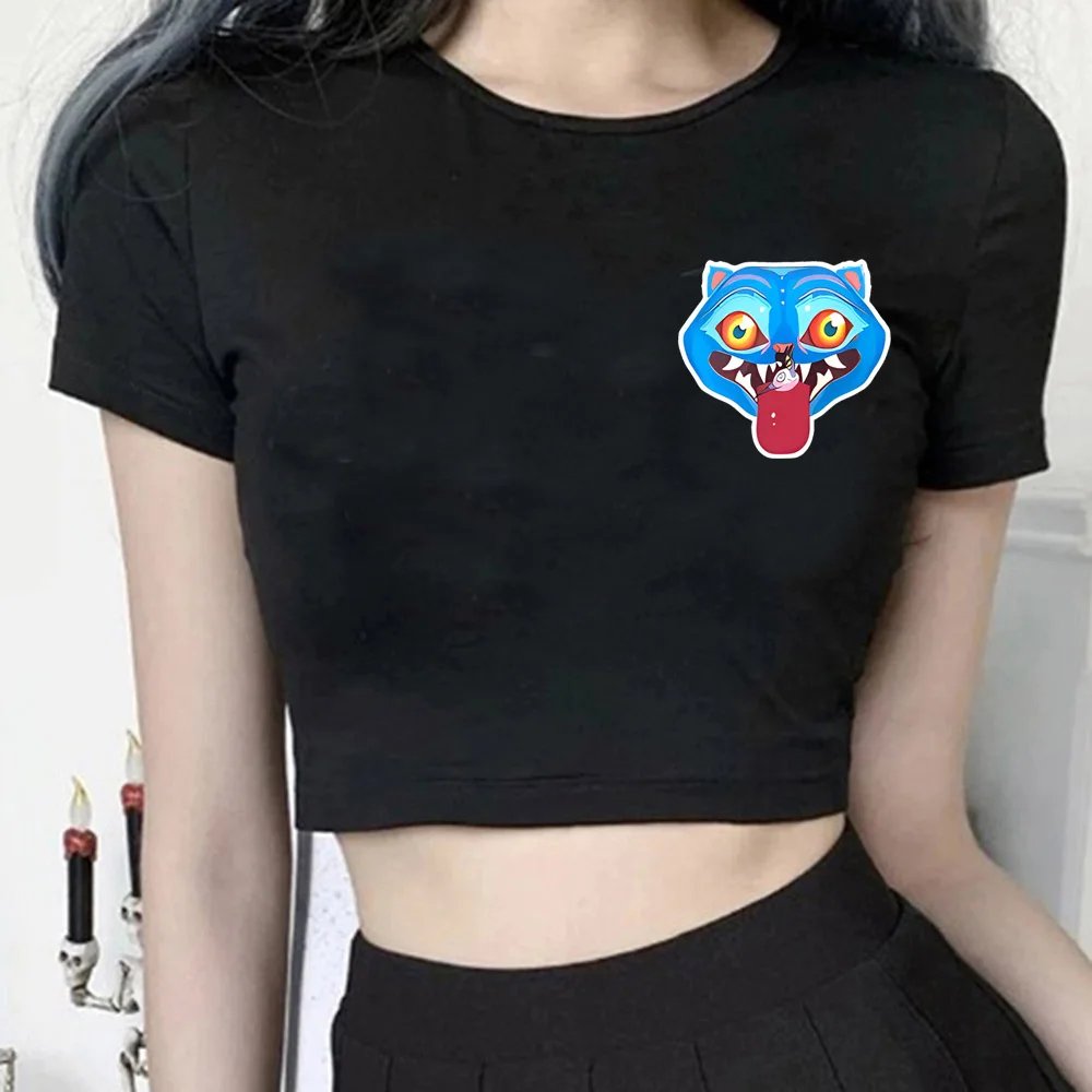 Anime KPop Demon Hunters Crop Tops T-Shirt Girls Fashion Women O-Neck Short Sleeve Fans Gift T-shirt Female