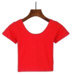 Stretch Women Cotton Sexy U Neck Crop Top 2024 Girls Short Sleeve Female Fashion Best Sell Popular Tee Top T-shirt Hot Sale - Image 4
