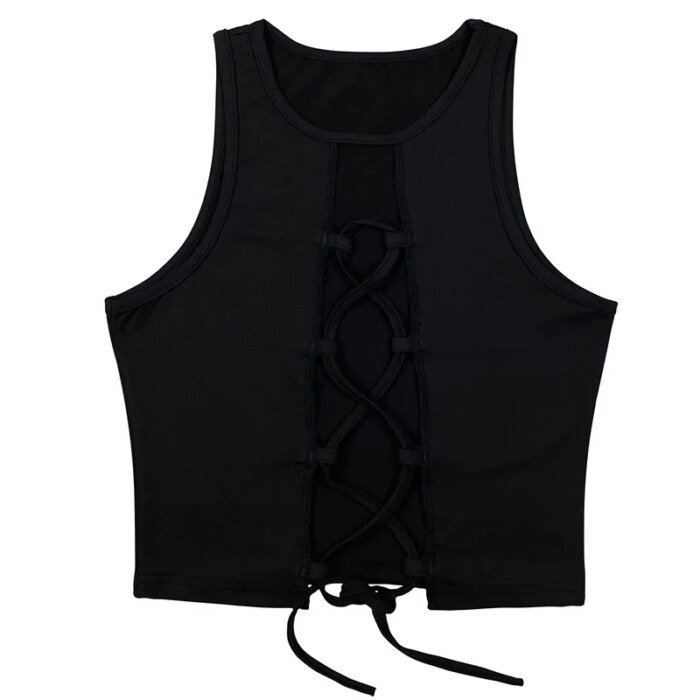 Sexy Strap Hollow Out Bare Midriff Halter Crop Tops Women Tank Top Casual Sleeveless Cropped Vest Camisole Tube Top Female - Image 5