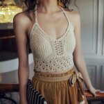 2025 Crop Tops Retro Wild Hollow Perspective Tassel Sexy Spaghetti Strap Tanke Top Women Built In Bra New Back Lace Halter Neck - Image 4