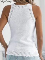 VigoCasey 2025 Lady Summer Sexy Bodycon Top Women Solid Hollow Knit Vest Female Off Shoulder Sleeveless Casual Clud Tops Clothes - Image 6