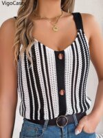 VigoCasey 2025 Lady Off Shoulder Bodycon Strap Top Sexy Women Patchwork Knit Vest Summer Female Sleeveless Casual Tops Clothes - Image 5