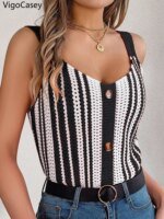VigoCasey 2025 Lady Off Shoulder Bodycon Strap Top Sexy Women Patchwork Knit Vest Summer Female Sleeveless Casual Tops Clothes - Image 2