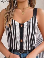 VigoCasey 2025 Lady Off Shoulder Bodycon Strap Top Sexy Women Patchwork Knit Vest Summer Female Sleeveless Casual Tops Clothes - Image 3