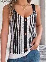 VigoCasey 2025 Lady Off Shoulder Bodycon Strap Top Sexy Women Patchwork Knit Vest Summer Female Sleeveless Casual Tops Clothes - Image 4