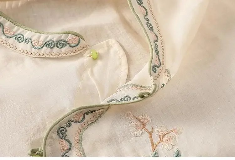 Summer Vintage Tshirt Woman Clothes Cotton Linen Tops Tee Loose Embroidered T-Shirts Women Harajuku Casual Blusas Ladies T Shirt