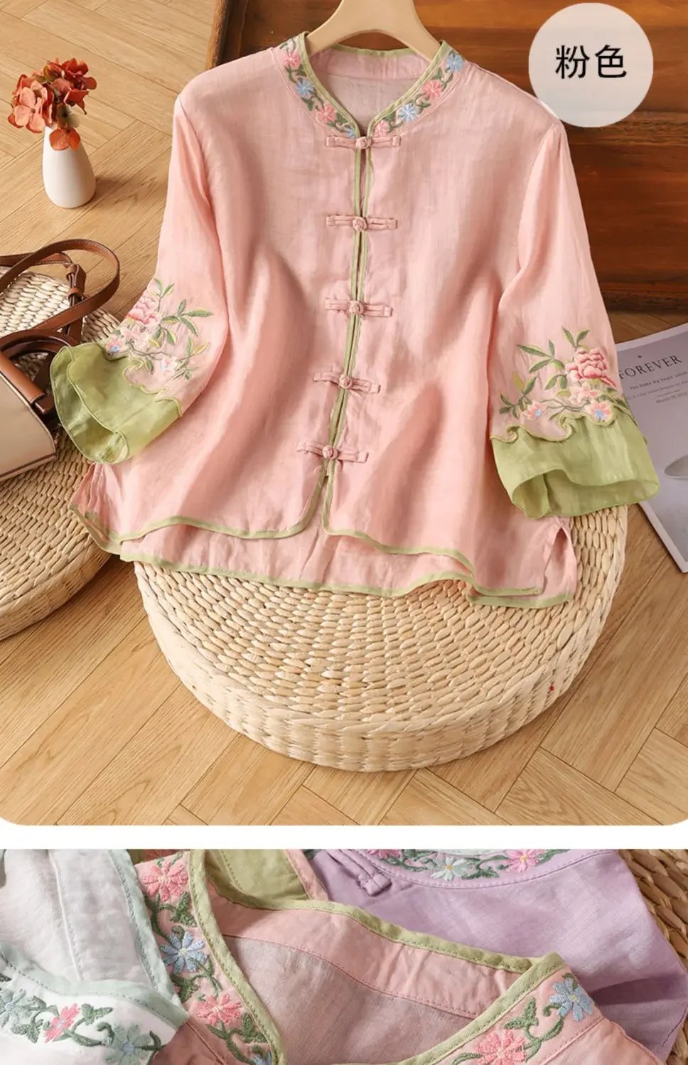 Summer Vintage Tshirt Woman Clothes Cotton Linen Tops Tee Loose Embroidered T-Shirts Women Harajuku Casual Blusas Ladies T Shirt