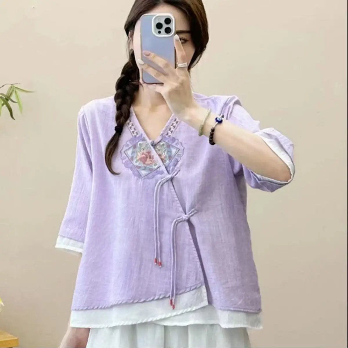 Summer Vintage Tshirt Woman Clothes Cotton Linen Tops Tee Loose Embroidered T-Shirts Women Harajuku Casual Blusas Ladies T Shirt