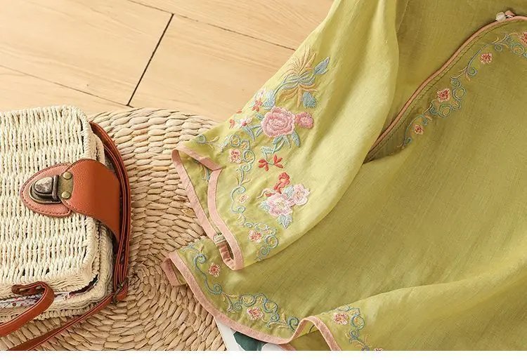 Summer Vintage Tshirt Woman Clothes Cotton Linen Tops Tee Loose Embroidered T-Shirts Women Harajuku Casual Blusas Ladies T Shirt